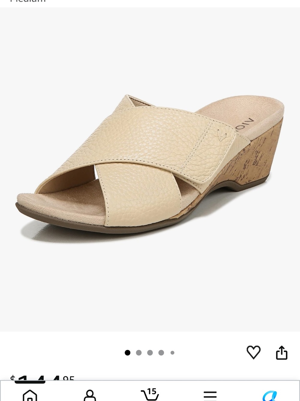 Vionic Leticia Crisscross Wedge Slide in Semolina size 8